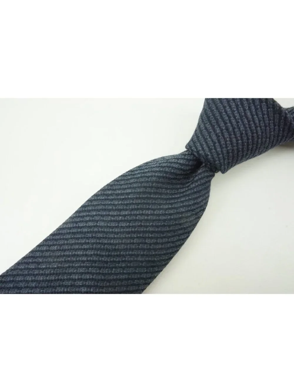 Canali Indigo Slate Blue Woven Striped Wool Blend Tie Brand New With Tags